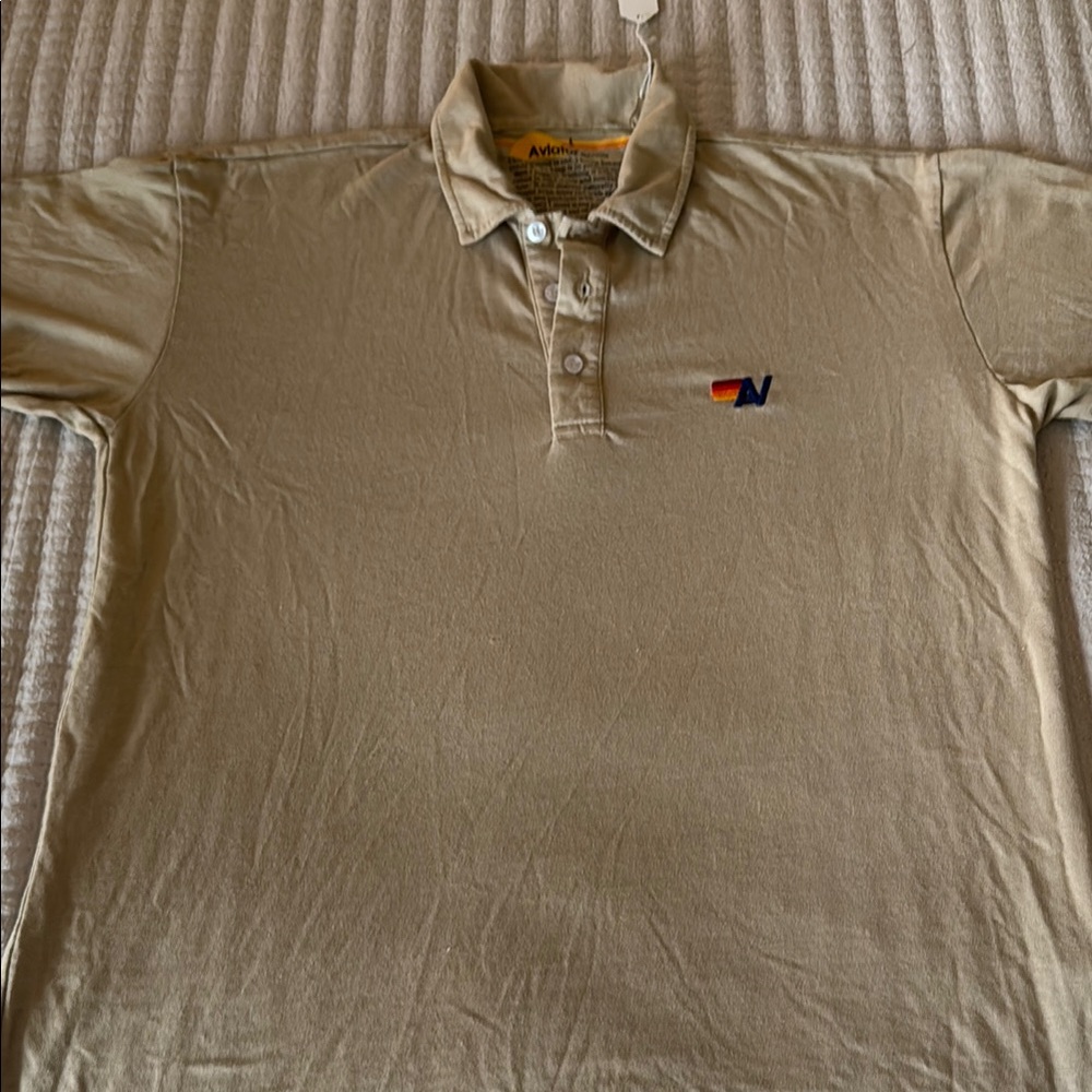 Aviator Nation Tan Polo Shirt Classic Style